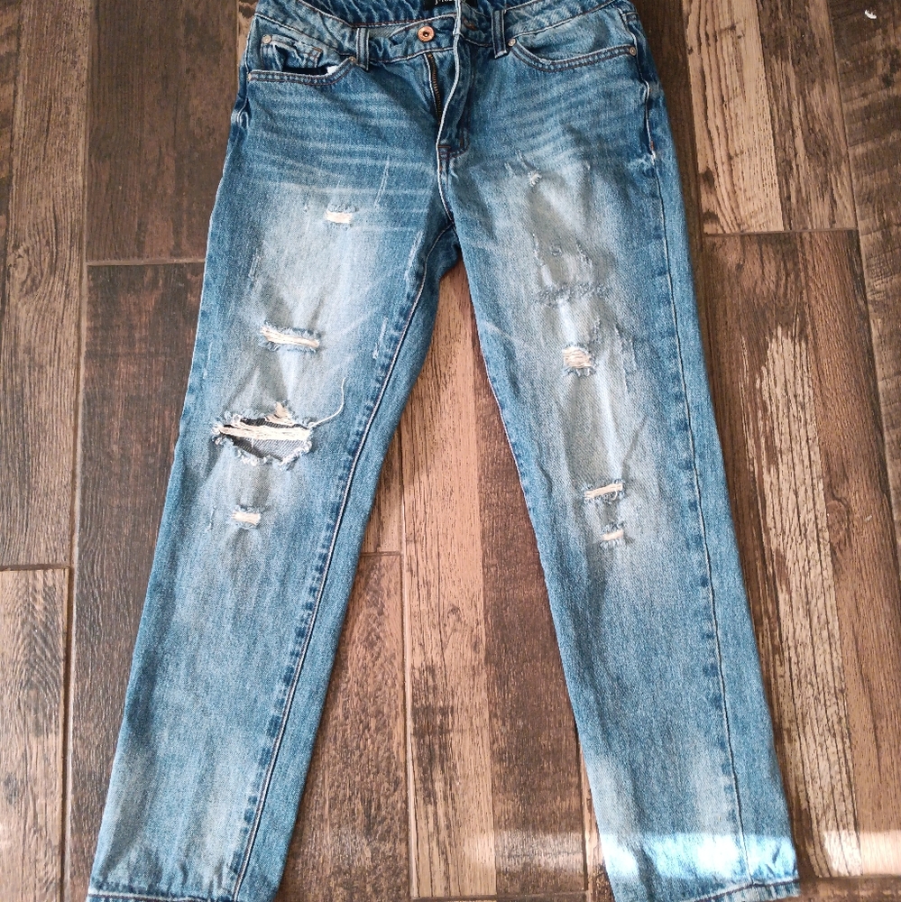 Distressed Blue Jeans